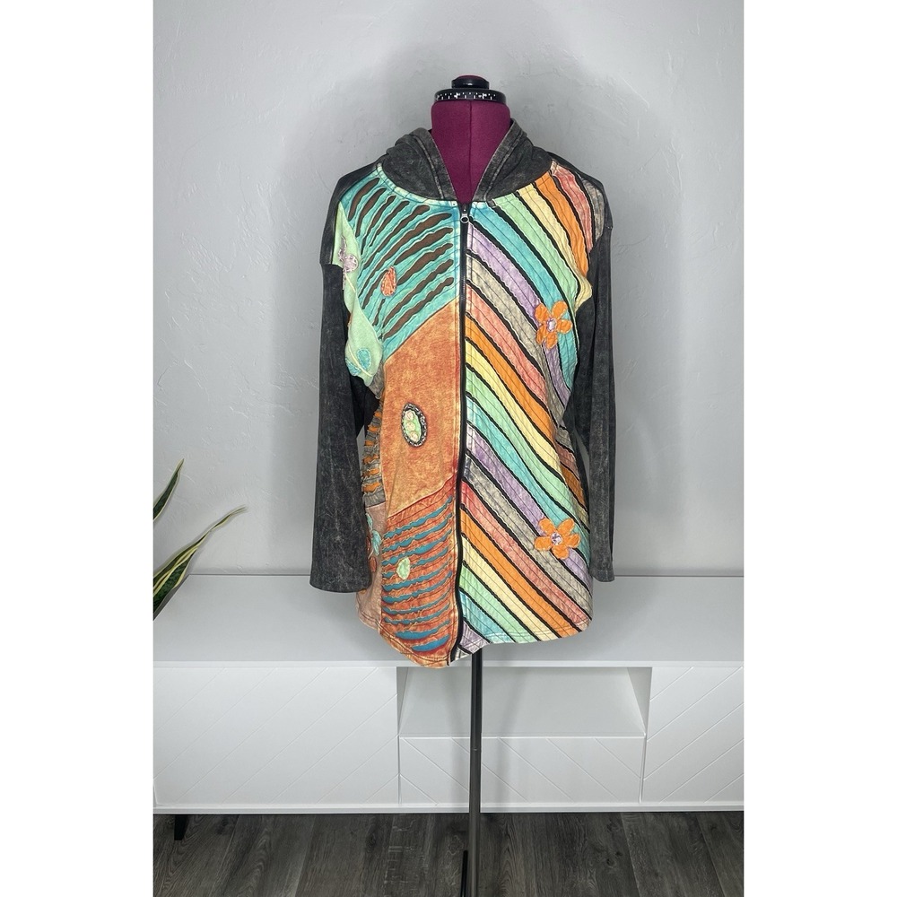 Women’s Multicolor Zip-Front Hooded Jacket